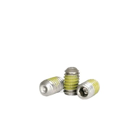 Nylon Patch Set Screws Cup Point, 6-32 X 5/16, Brass, 18-8, Hex Socket Drive , 100PK